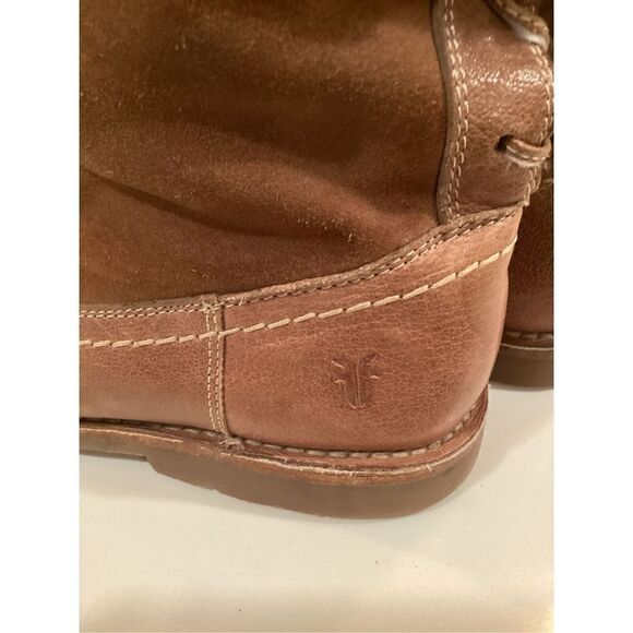 Frye Womens Celia Shearling Back Lace Boot Sz 9 Leather Fawn 16” Shaft - Picture 5 of 9